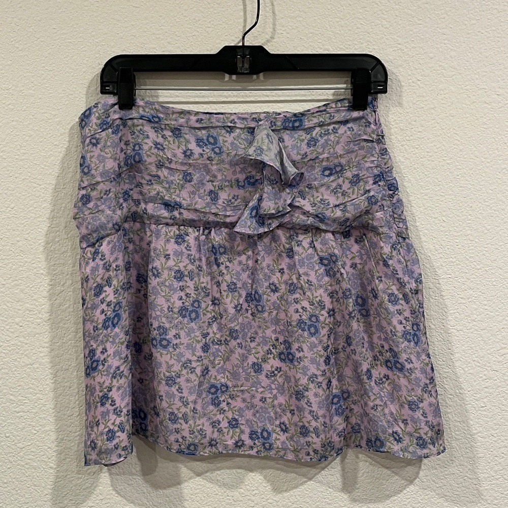 Intermix silk and polyester lavender floral print semi sheer overlay size 8